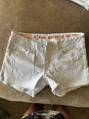 Rock Revival White Distressed Denim Cutoff Shorts
